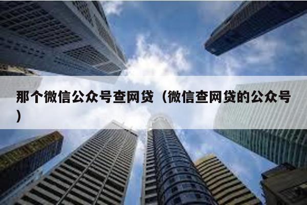 那個微信公眾號查網(wǎng)貸(微信查網(wǎng)貸的公眾號)