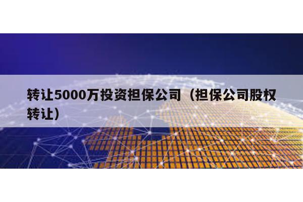 轉讓5000萬投資擔保公司(擔保公司股權轉讓)